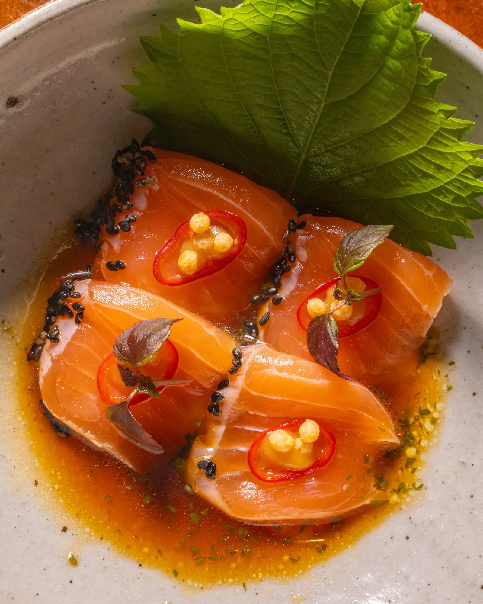 Restaurant photography in Doha: salmon sashimi fine dining close up